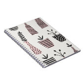 手描きの継ぎ目のない模様で、黒、cの植物が描かれています。 ノートブック (右側)