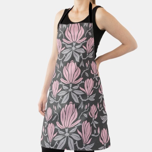 手描きの継ぎ目の無い模様に朴の花を添える。 エプロン (インサイチュ)