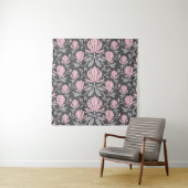 手描きの継ぎ目の無い模様に朴の花を添える。 タペストリー (インサイチュ)