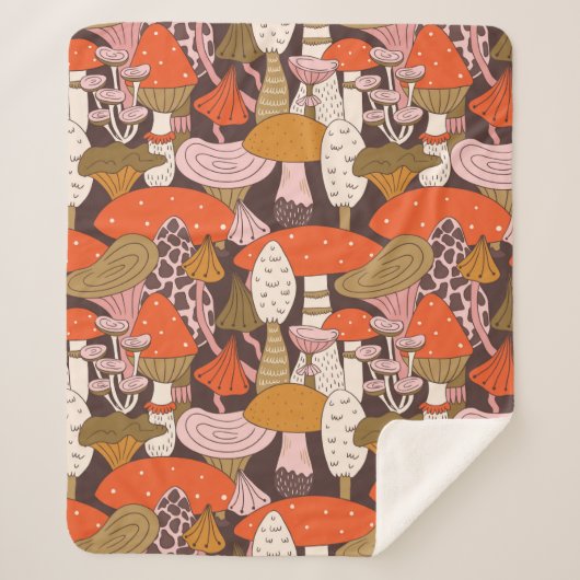 手描きの継ぎ目無しキノコ・ヒキガエル シェルパブランケット (正面)