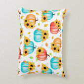 手描きの継ぎ目無し図柄(ひまわりのカボチャ) アクセントクッション (裏面(縦))