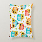 手描きの継ぎ目無し図柄(ひまわりのカボチャ) アクセントクッション (正面(垂直))