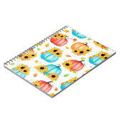 手描きの継ぎ目無し図柄(ひまわりのカボチャ) ノートブック (左側)