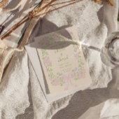 手描きの緑とピンクのリボンの花 夏の結婚式 セーブザデート