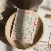 手描きの緑と赤のクリスマススノーマンパーティー 招待状