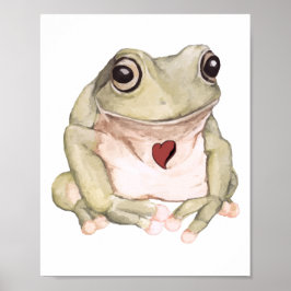 手描きの緑のアマガエル ポスター