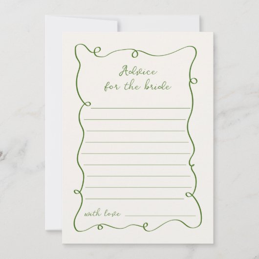 手描きの緑のフレーム アドバイス カード (正面)