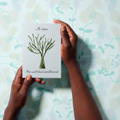 手描きの緑豊かな裸の木の温かいメッセージ カード