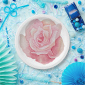 手描きの繊細なピンクのバラ ペーパープレート (パーティー)