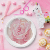 手描きの繊細なピンクのバラ ペーパープレート (パーティー)