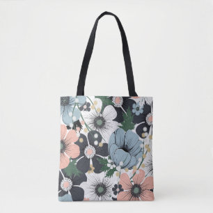 手描きの繊細な花を使った継ぎ目のない模様。 トートバッグ