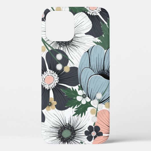 手描きの繊細な花を使った継ぎ目のない模様。 Case-Mate iPhoneケース (裏面)