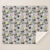 手描きの織り目加工のサボテンパターン シェルパブランケット (正面(横))