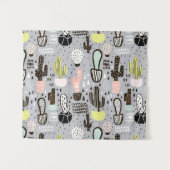 手描きの織り目加工のサボテンパターン タペストリー (正面(横))