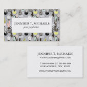 手描きの織り目加工のサボテンパターン 名刺 (正面/裏面)