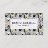 手描きの織り目加工のサボテンパターン 名刺 (正面)