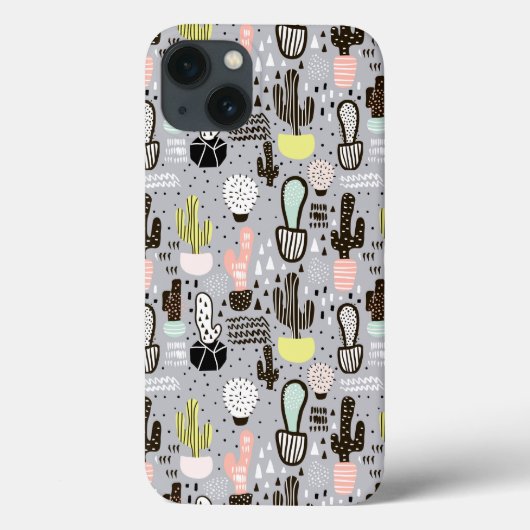 手描きの織り目加工のサボテンパターン Case-Mate iPhoneケース (裏面)