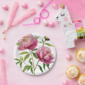 手描きの美しいピンクの芍薬　価格が下がる ペーパープレート (パーティー)