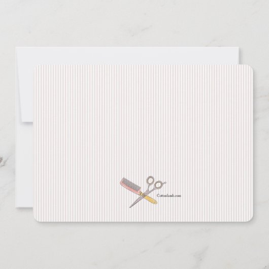 手描きの美容師エレメントの招待状 招待状 (裏面)