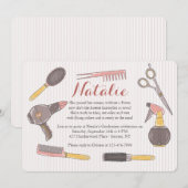 手描きの美容師エレメント招待状 招待状 (正面/裏面)