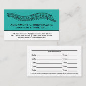 手描きの脊柱のカイロプラクターのアポイントメントカード 予約カード (正面/裏面)