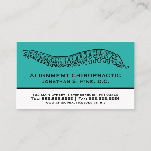 手描きの脊柱のカイロプラクターのアポイントメントカード 予約カード (正面)