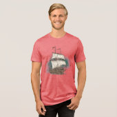 手描きの船 トライブレンドTシャツ (正面全面)