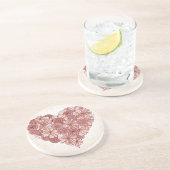 手描きの花から成っているハート コースター (側面)