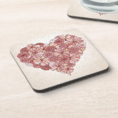 手描きの花から成っているハート コースター (左側)