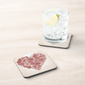 手描きの花から成っているハート コースター (右側)