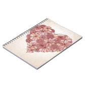 手描きの花から成っているハート ノートブック (左側)