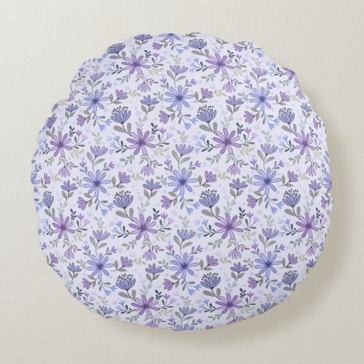 手描きの花が可愛い丸いクッション ラウンドクッション (正面)