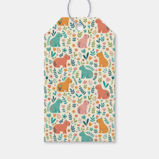 手描きの花とカピバラのギフトタグ ギフトタグ