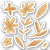 手描きの花と秋の雰囲気 シール (正面)