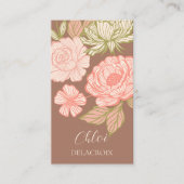 手描きの花と葉のエレガントなラインアートスタイル 名刺 (正面)