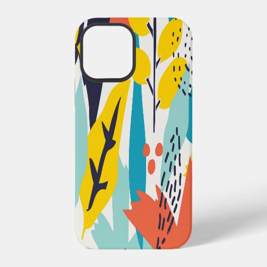 手描きの花と葉のシームレスパターン iPhoneケース (裏面)