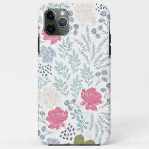 手描きの花と葉の模様 iPhone 11 PRO MAXケース