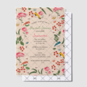 手描きの花と鳥と蜂の花嫁のシャワー ベラム紙招待状 (オフセット (招待状))