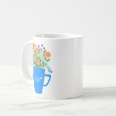 手描きの花と鳥のアート　母の日ギフト コーヒーマグカップ (正面左)