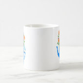 手描きの花と鳥のアート　母の日ギフト コーヒーマグカップ (中央)
