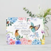 手描きの花と鳥の招待状 招待状 (スタンド正面)