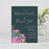 手描きの花のウェディングボールドカラー 招待状 (スタンド正面)