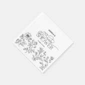 手描きの花のエレガントでモダンな  ブライズシャワー スタンダードカクテルナプキン (角)