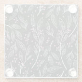 手描きの花のシームレスデザイン ガラスコースター (裏面)