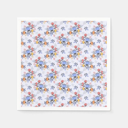 手描きの花のナプキン スタンダードカクテルナプキン (正面)