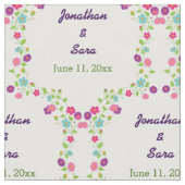 手描きの花のパーソナライズな新郎新婦 ファブリック (クローズアップ)