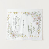 手描きの花のフレッシュオフマーケット ブライダルシャワー タペストリー (正面(横))