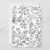 手描きの花のモダンスクリプト ブライダルシャワー 招待状 (裏面)