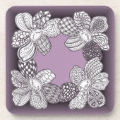 手描きの花のレイ 任意の色をお選びください コースター (正面)