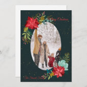 手描きの花の写真を使ったホリデーカード シーズンカード (正面/裏面)